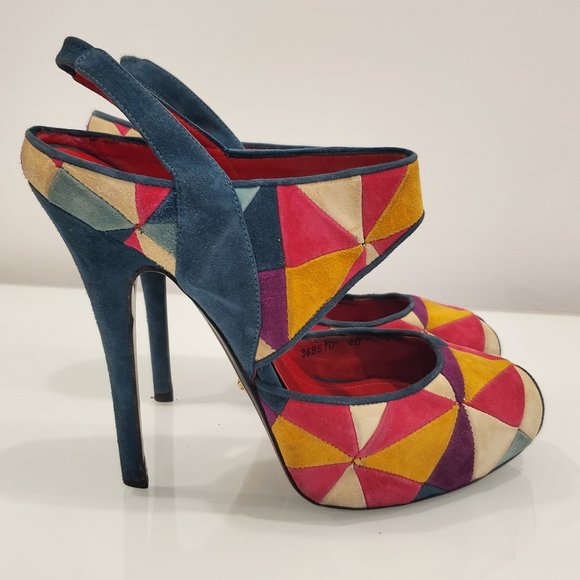 Cesare Paciotti Suede Patchwork Heels